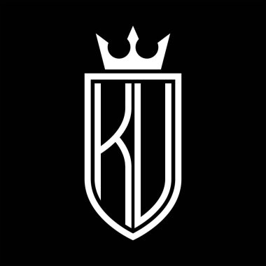 Taç ve minimalist, zarif ve ince hatlı baş harflerin olduğu KU Vektör logosu