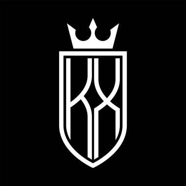 Taç ve minimalist, zarif ve ince çizgili baş harflerin olduğu KX Vektör logosu