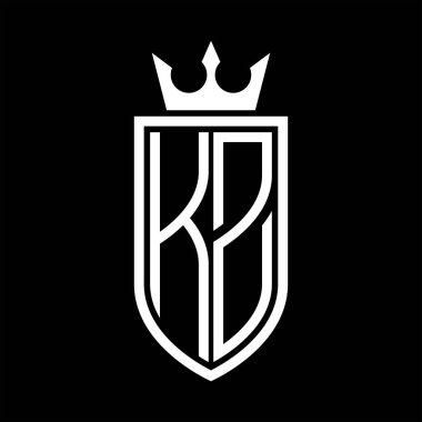 Taç ve minimalist, zarif ve ince çizgili baş harflerin olduğu KZ Vektör logosu