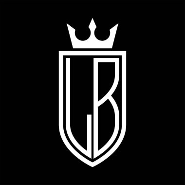 LB Vektör logosu, taç ve minimalist, zarif, ince çizgili baş harflerin kalkanı.