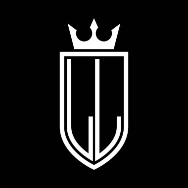 Taçlı, minimalist, zarif ve ince hatlı baş harflerin olduğu LL Vektör logosu