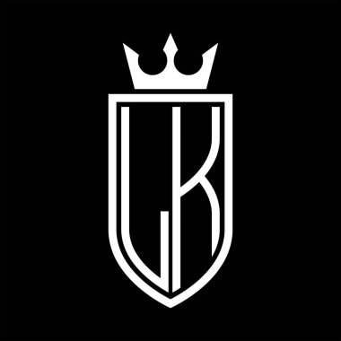 LK vektör logosu, baş harflerin baş harfleri, taç ve minimalist, zarif, ince çizgili.