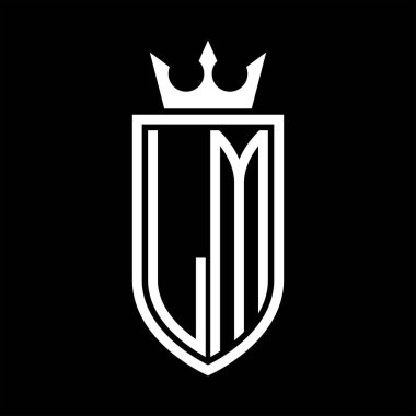 LM vektör logosu. Taçlı, minimalist, zarif ve ince çizgili baş harfler.