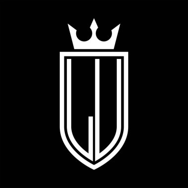 LU vektör logosu. Taçlı, minimalist, zarif ve ince çizgili baş harfler.