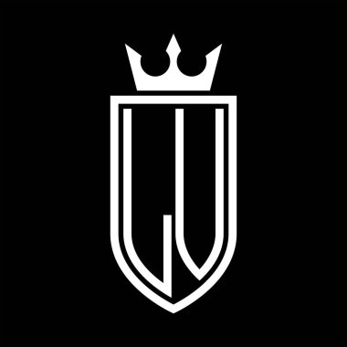 LV vektör logosu, taç ve minimalist, zarif, ince çizgili baş harflerin kalkanı.