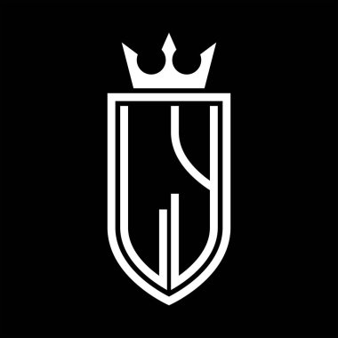 Taçlı ve minimalist, zarif ve ince hatlı baş harflerin logosu LY Vector