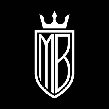 Taçlı ve minimalist, zarif, ince hatlı baş harflerin simgesi MB Vektör logosu
