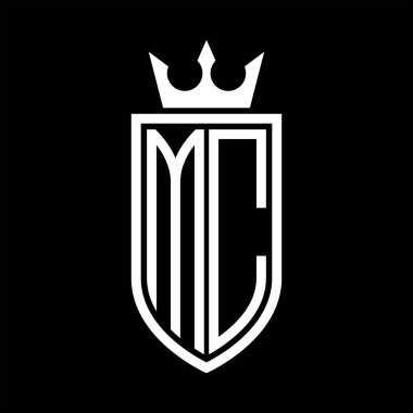 Taçlı, minimalist, zarif ve ince çizgili baş harflerin olduğu bir MC Vektör logosu.