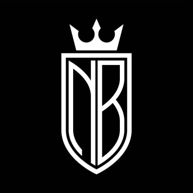 Taçlı ve minimalist, zarif, ince çizgili baş harflerin olduğu NB Vektör logosu