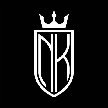 Taç ve minimalist, zarif ve ince hatlı baş harflerin olduğu NK Vektör logosu