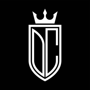 Taç ve minimalist, zarif ve ince çizgili baş harflerin olduğu OC Vektör logosu