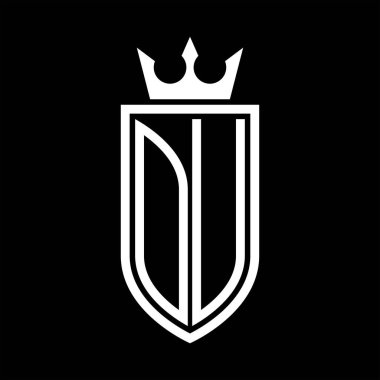 Taç ve minimalist, zarif ve ince çizgili baş harflerin olduğu vektör logosu.