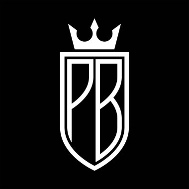 PB Vektör logosu. Taçlı, minimalist, zarif ve ince çizgili baş harfler.