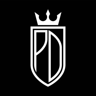 Baş harflerin baş harflerinin logosu. Taç ve minimalist, zarif ve ince çizgili.