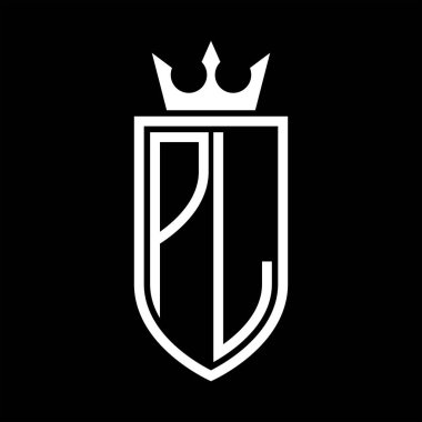 Taçlı ve minimalist, zarif, ince çizgili baş harflerin olduğu PL Vektör logosu