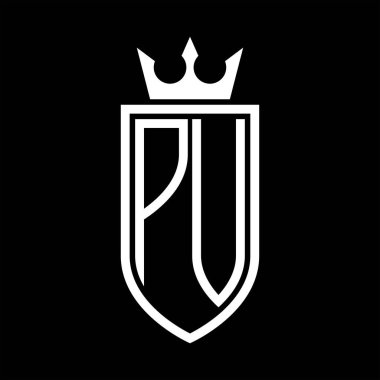 Taçlı ve minimalist, zarif ve ince hatlı baş harflerin olduğu PV Vektör logosu