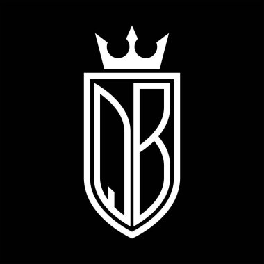 Taç ve minimalist, zarif ve ince hatlı baş harflerin olduğu QB Vektör logosu