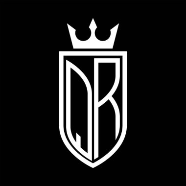 Taç ve minimalist, zarif ve ince hatlı baş harflerin olduğu QR Vektör logosu