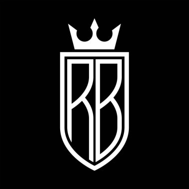 RB Vektör logosu. Taçlı, minimalist, zarif ve ince çizgili baş harfler.