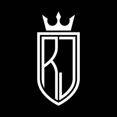 RJ Vektör logosu. Taçlı, minimalist, zarif ve ince çizgili baş harfler.