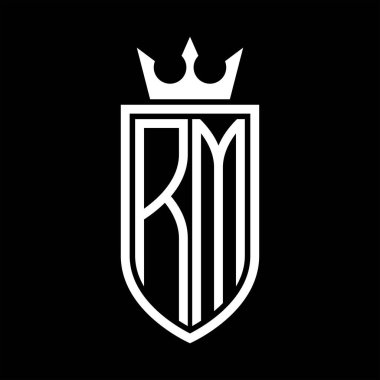 RM vektör logosu. Taçlı, minimalist, zarif ve ince çizgili baş harfler.