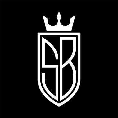 Taç ve minimalist, zarif ve ince hatlı baş harflerin simgesi SB Vektör logosu