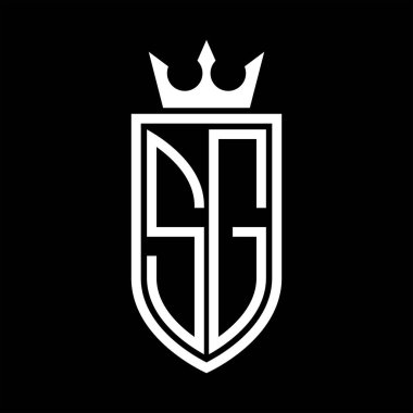 Taç ve minimalist, zarif ve ince hatlı baş harflerin simgesi SG Vektör logosu