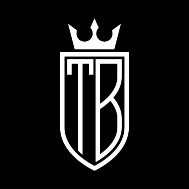 TB vektör logosu. Taçlı, minimalist, zarif ve ince çizgili baş harfler.