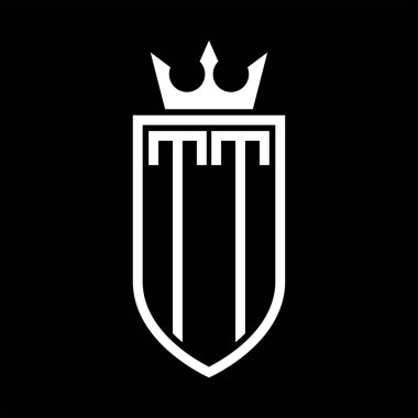 Taç ve minimalist, zarif ve ince çizgili baş harflerin olduğu TT Vektör logosu