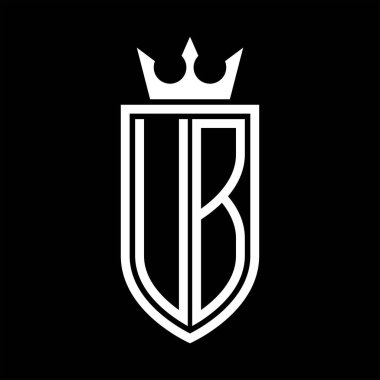 Taç ve minimalist, zarif ve ince hatlı baş harflerin olduğu UB Vektör logosu