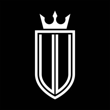 Taç ve minimalist, zarif ve ince çizgili baş harflerin olduğu UU Vektör logosu