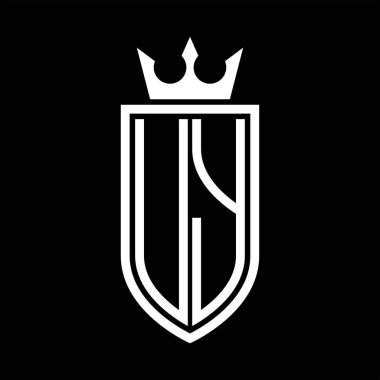 Taç ve minimalist, zarif ve ince çizgili baş harflerin olduğu UY Vektör logosu