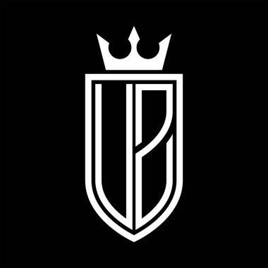 Taç ve minimalist, zarif ve ince çizgili baş harflerin olduğu UZ vektör logosu