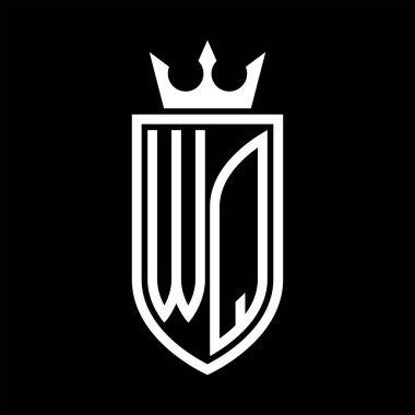 WQ vektör logosu, baş harflerin baş harfleri, taç ve minimalist, zarif stil, ince hatlı.