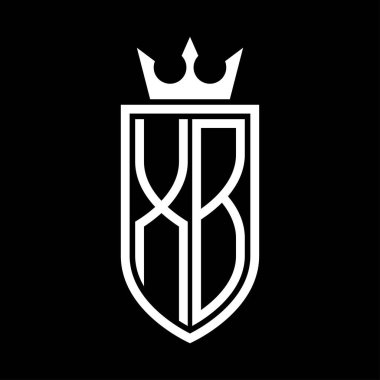 XB vektör logosu. Taç ve minimalist, zarif ve ince çizgili baş harfler.