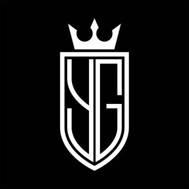 Taç ve minimalist, zarif ve ince çizgili baş harflerin olduğu YG Vektör logosu