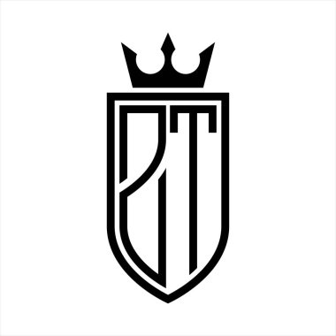 Taç ve minimalist, zarif ve ince hatlı baş harflerin simgesi ZT Vektör logosu