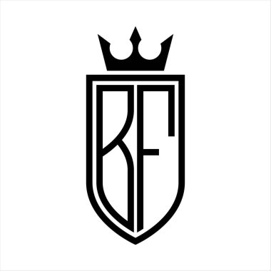 Taçlı, minimalist, zarif ve ince çizgili baş harflerin olduğu BF Vektör logosu