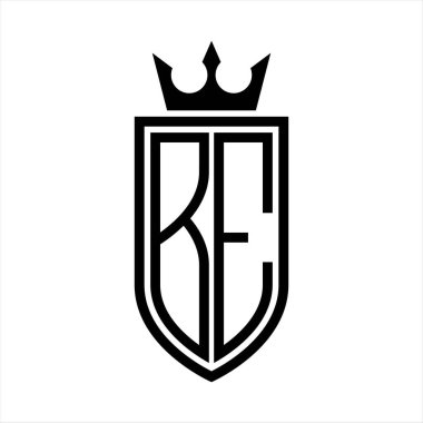Taç ve minimalist, zarif ve ince çizgili baş harflerin BE vektör logosu