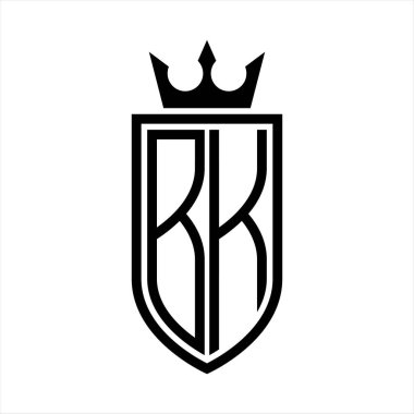 Taç ve minimalist, zarif ve ince hatlı baş harflerin olduğu BK Vektör logosu