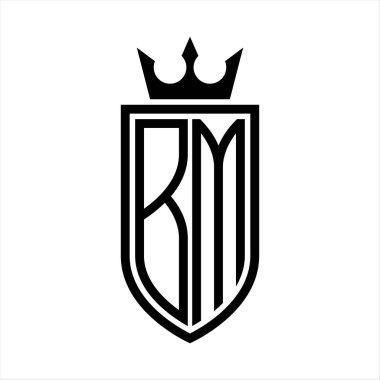 BM Vektör logosu. Taçlı ve minimalist, zarif, ince çizgili baş harfler.