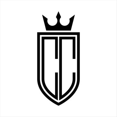 Taç ve minimalist, zarif ve ince hatlı baş harflerin olduğu CC Vektör logosu
