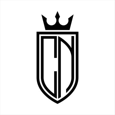 Taç ve minimalist, zarif ve ince hatlı baş harflerin olduğu CN Vektör logosu