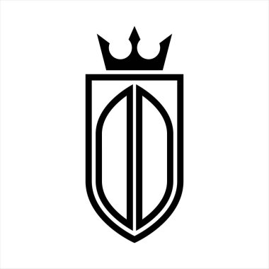 Taç ve minimalist, zarif ve ince hatlı baş harflerin olduğu DD vektör logosu