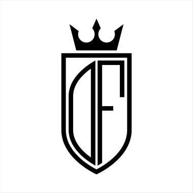 Taç ve minimalist, zarif ve ince hatlı baş harflerin olduğu DF Vektör logosu