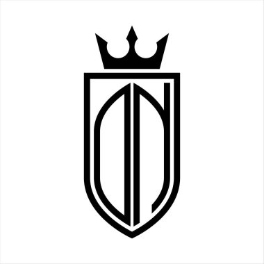 Taç ve minimalist, zarif ve ince çizgili baş harflerin olduğu DN Vektör logosu