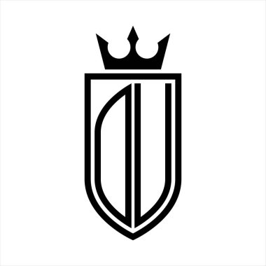 Taç ve minimalist, zarif ve ince çizgili baş harflerin olduğu vektör logosu.