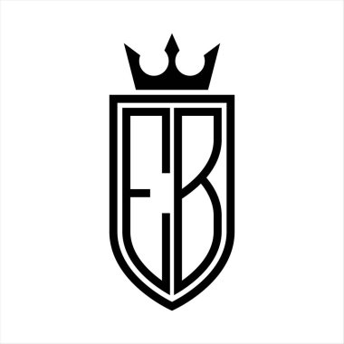 Taç ve minimalist, zarif ve ince hatlı baş harflerin olduğu EB Vektör logosu