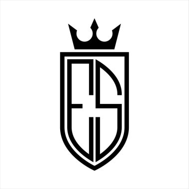 Taçlı ve minimalist, zarif, ince hatlı baş harflerin olduğu ES vektör logosu