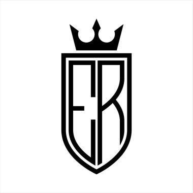 Kraliyet ve minimalist, zarif ve ince çizgili baş harflerin olduğu ER vektör logosu.